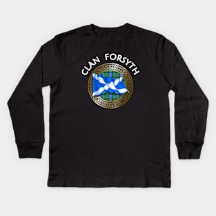 Clan Forsyth Crest & Tartan Knot Kids Long Sleeve T-Shirt